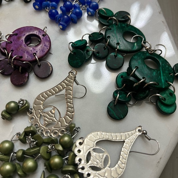 Vtg DANGLE/oversized LOT OF 8 PAIRS OF PIERCED EARRINGS - Picture 4 of 6